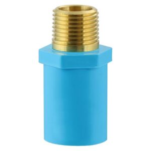 ข้อต่อตรง เกลียวนอก ทองเหลือง หนา PVC 3/4 นิ้ว ตราช้าง