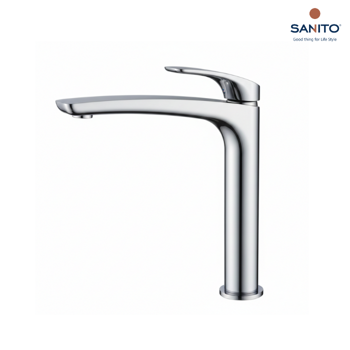 ก๊อกผสมอ่างล้างหน้า ทรงสูง แบบก้านโยก Series FLUDIA - SANITO