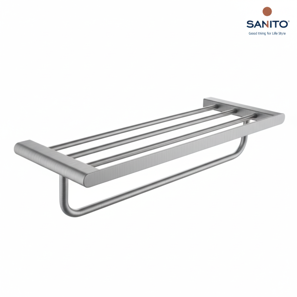 ราวแขวนผ้าพร้อมตะแกรงวางของ SANITO
